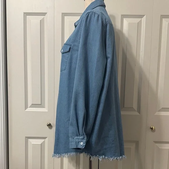 Blue Denim Button-Up Shirt Jacket - Picture 5 of 10